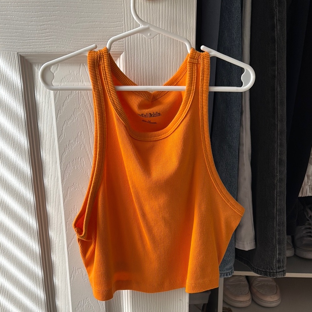 Orange Ribbed Tank Top